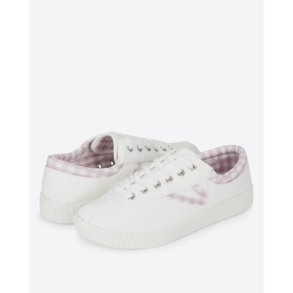 Tretorn Women’s Nylite Sneaker 7.5 Retro Tennis Shoe Pink White EUC - Picture 1 of 11